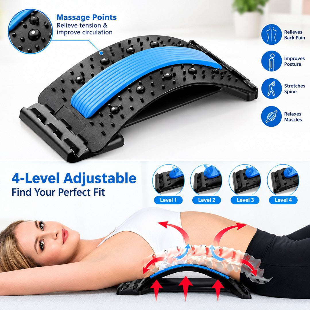4-Level Adjustable Back Stretcher Back Massager Lumbar