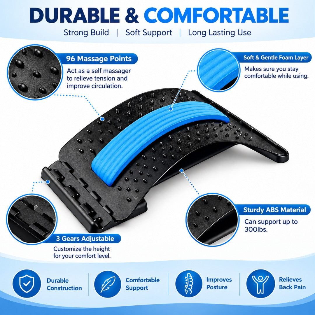4-Level Adjustable Back Stretcher Back Massager Lumbar